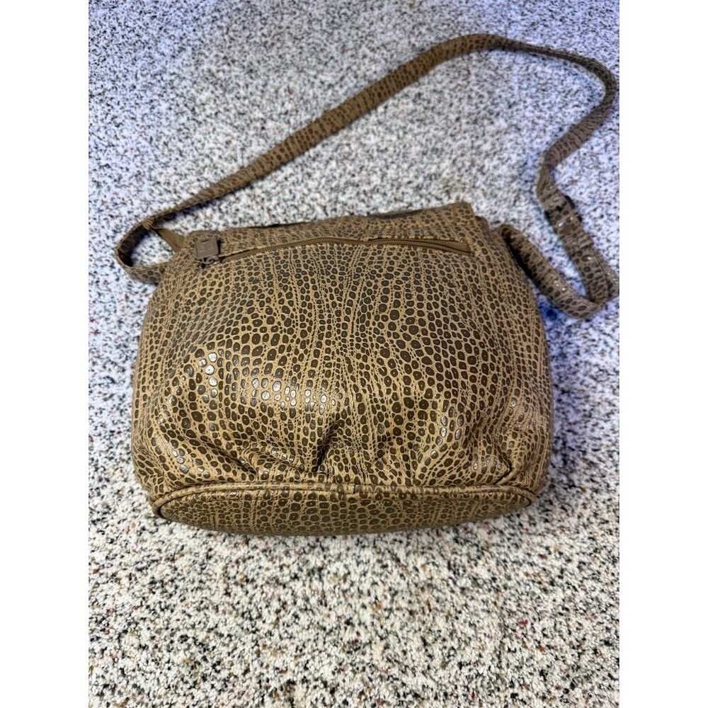 Vintage NAS Crossbody Purse Womens Brown/Black Patchwork Embossed Flap Bag - Picture 2 of 14
